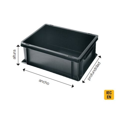 Boîte empilable conductrice noire. 5310.15