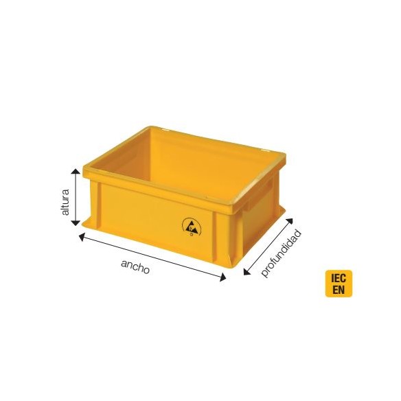 Caja apilable disipativa amarilla. 5311.Y.20.L