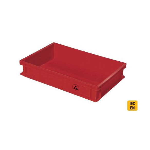 Boîte empilable dissipative rouge. 5311.R.10.L