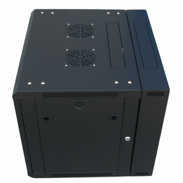 Two-section wall rack with glass door