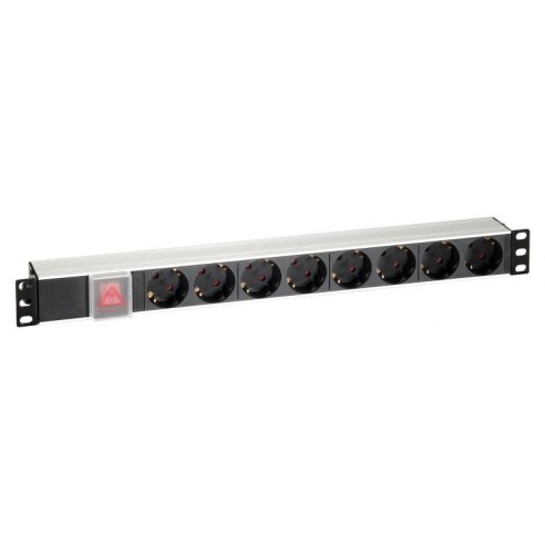 Regleta 19 de aluminio - 8 Schukos 16 Amperios con interruptor