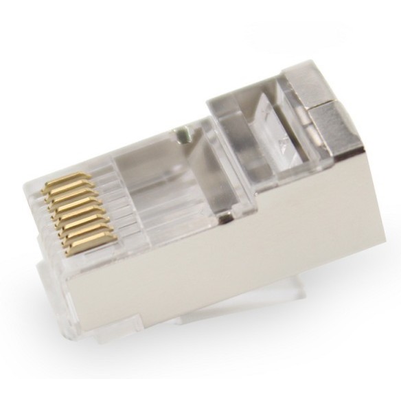 Shielded RJ45 male connector (RJ49) for rigid/flexible Cat6 cable (guide included)