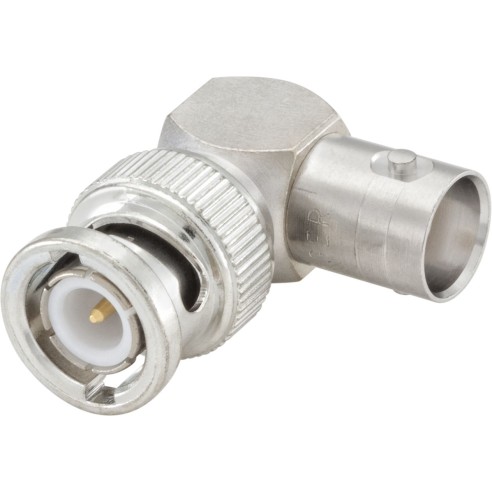 Adaptador BNC 50 OHm macho/hembra acodado 90º, ref. 51S201-K00N5