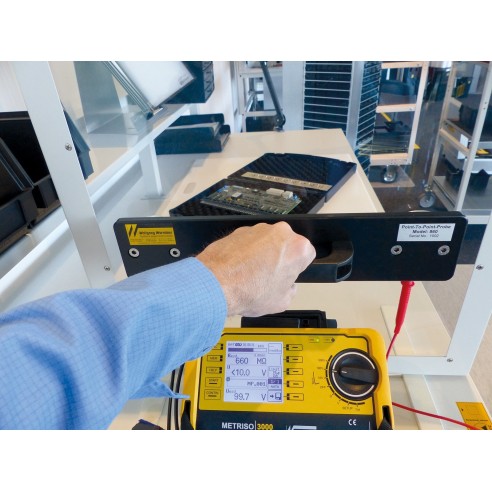 Set of two electrodes according to IEC61340 standard for resistance testing.